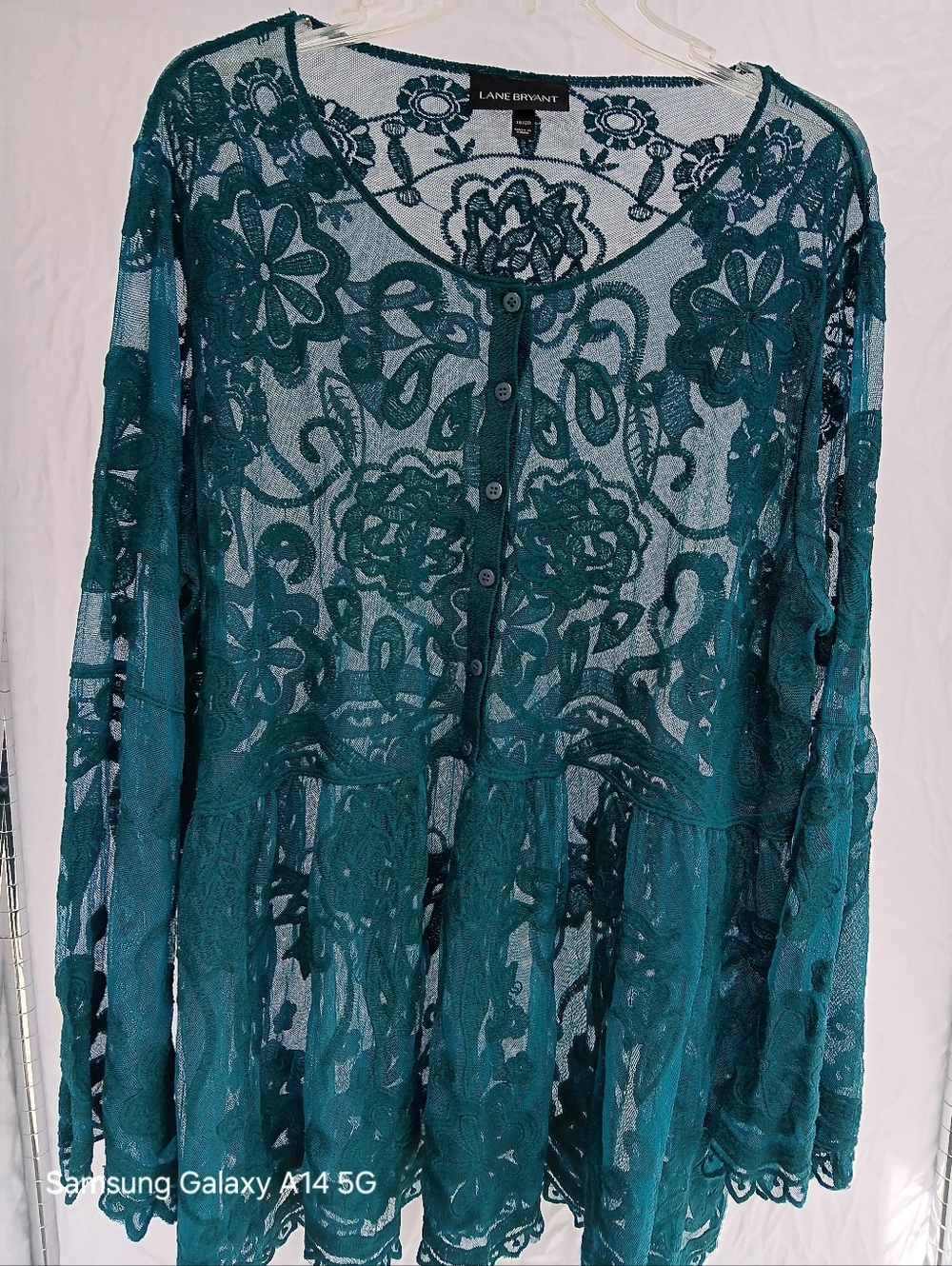 Lane Bryant Mesh Embroidered Babydoll Top Size 18/20 - Picture 3 of 11
